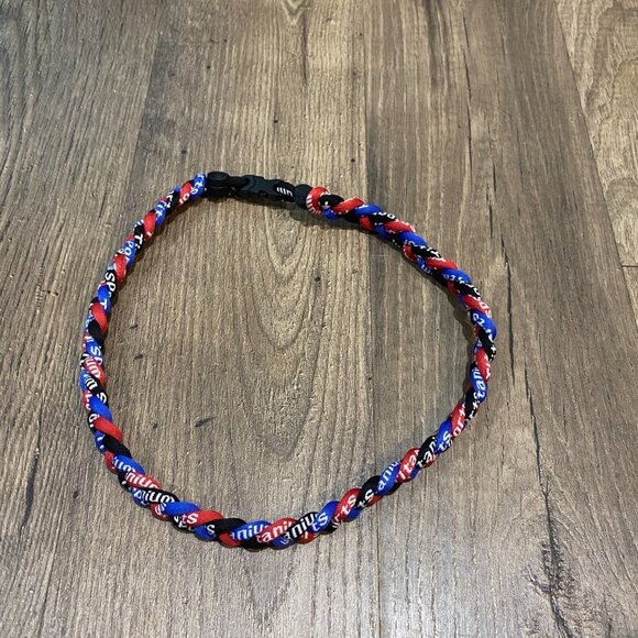 Triple Braided Sports Performance Titanium Necklace - Black, Red, & Blue - Picture 2 of 7